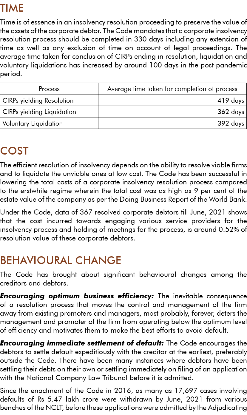 TIME Time is of essence in an insolvency resolution proceeding to preserve the value of the assets of the corporate d   
