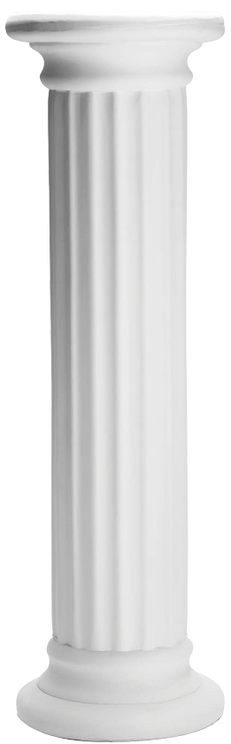 EG6CPW Tall Doric Column Pillar Isolated on White Background 