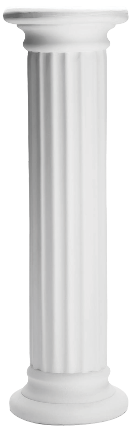 EG6CPW Tall Doric Column Pillar Isolated on White Background 